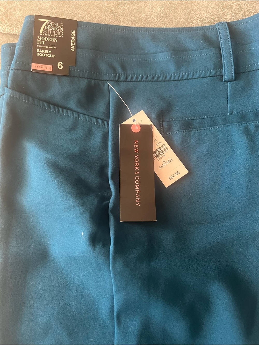 New York & Company Teal Slim Barely Bootcut Pants